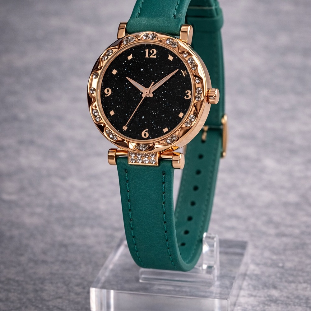 2pcs Elegant Black and Gold Gold Women's Watch - Picture 3 of 4